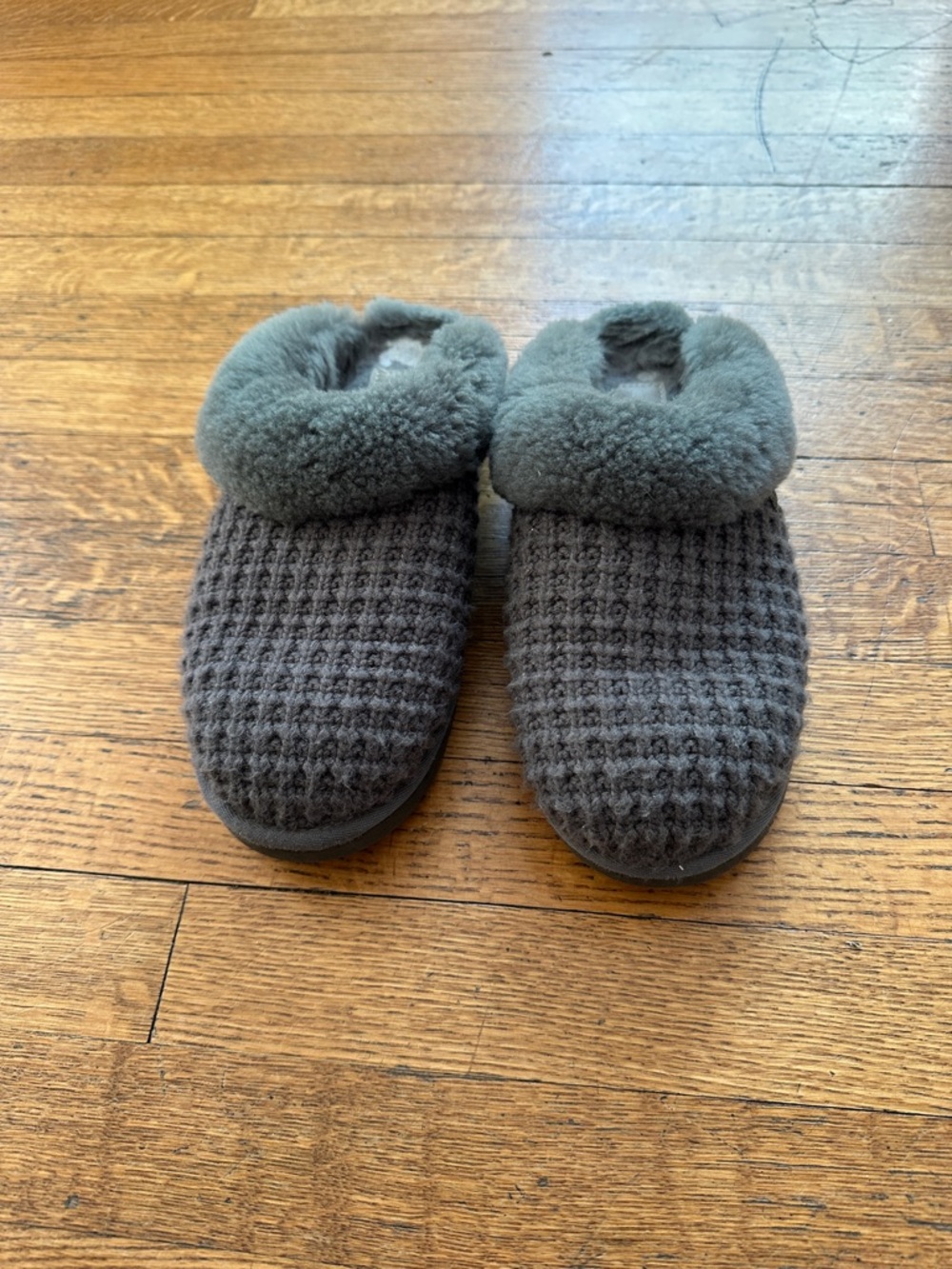 UGG Charcoal Knit Shearling Slippers